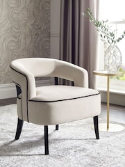 Soft Velvet Pebble Natural Remi Wood Accent Chair - Image 1 of 9