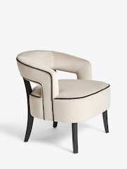 Soft Velvet Pebble Natural Remi Wood Accent Chair - Image 3 of 9