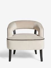 Soft Velvet Pebble Natural Remi Wood Accent Chair - Image 6 of 9
