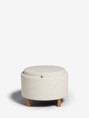 Casual Boucle Oyster Natural Ashton Upholstered Storage Stool - Image 5 of 8