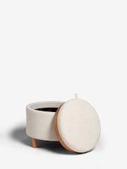 Casual Boucle Oyster Natural Ashton Upholstered Storage Stool - Image 6 of 8