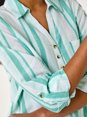 Roman Blue Stripe Collar V-Neck Shirt - Image 5 of 5