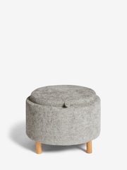 Chunky Chenille Light Grey Ashton Upholstered Storage Stool - Image 5 of 9