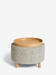 Chunky Chenille Light Grey Ashton Upholstered Storage Stool - Image 6 of 9