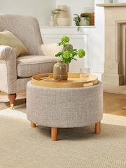 Chunky Weave Mid Natural Ashton Upholstered Storage Stool - Image 1 of 9