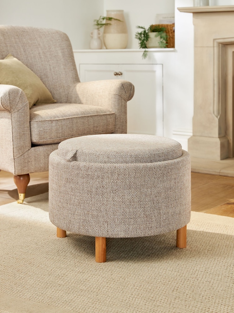 Chunky Weave Mid Natural Ashton Upholstered Storage Stool - Image 2 of 9