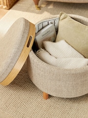 Chunky Weave Mid Natural Ashton Upholstered Storage Stool - Image 3 of 9