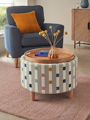 Chunky Stripe Geo Grey Ashton Upholstered Storage Stool - Image 1 of 8