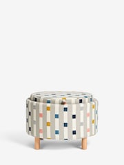Chunky Stripe Geo Grey Ashton Upholstered Storage Stool - Image 5 of 8