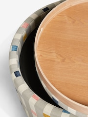 Chunky Stripe Geo Grey Ashton Upholstered Storage Stool - Image 7 of 8