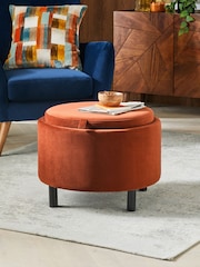 Soft Velvet Rust Brown Ashton Upholstered Storage Stool - Image 2 of 9