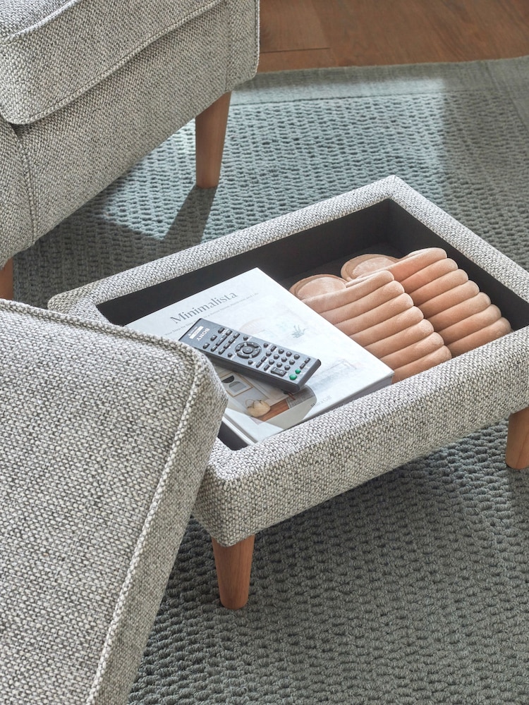 Chunky Weave Dove Grey Sherlock Storage Footstool - Image 2 of 9
