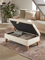 Casual Bouclé Oyster Natural Albury Medium Footstool - Image 2 of 8