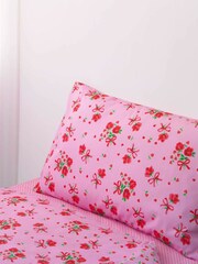 Rachel Riley Pink Strawberry Rose 100% Cotton Duvet Cover and Pillowcase Set - Image 1 of 3