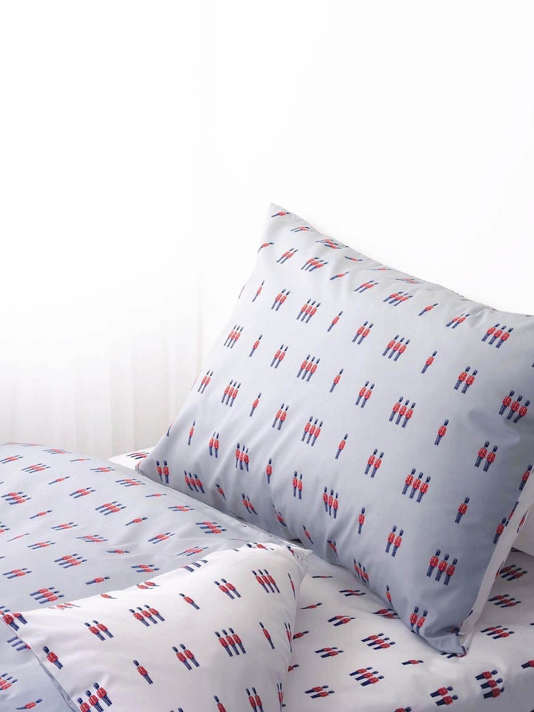 Rachel Riley Blue Soldier Cot Bed 100% Cotton Duvet Cover and Pillowcase Set - Image 1 of 3
