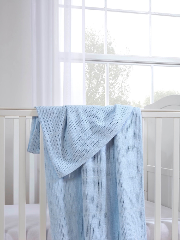Martex Baby Blue Cellular 100% Cotton Blanket - Image 1 of 3 Martex Baby Blue Cellular 100% Cotton Blanket - Image 1 of 3