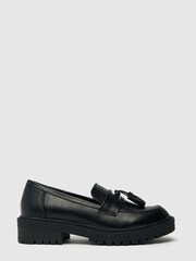 Schuh Lexi Chunky Tassel Black Loafers - Image 1 of 4