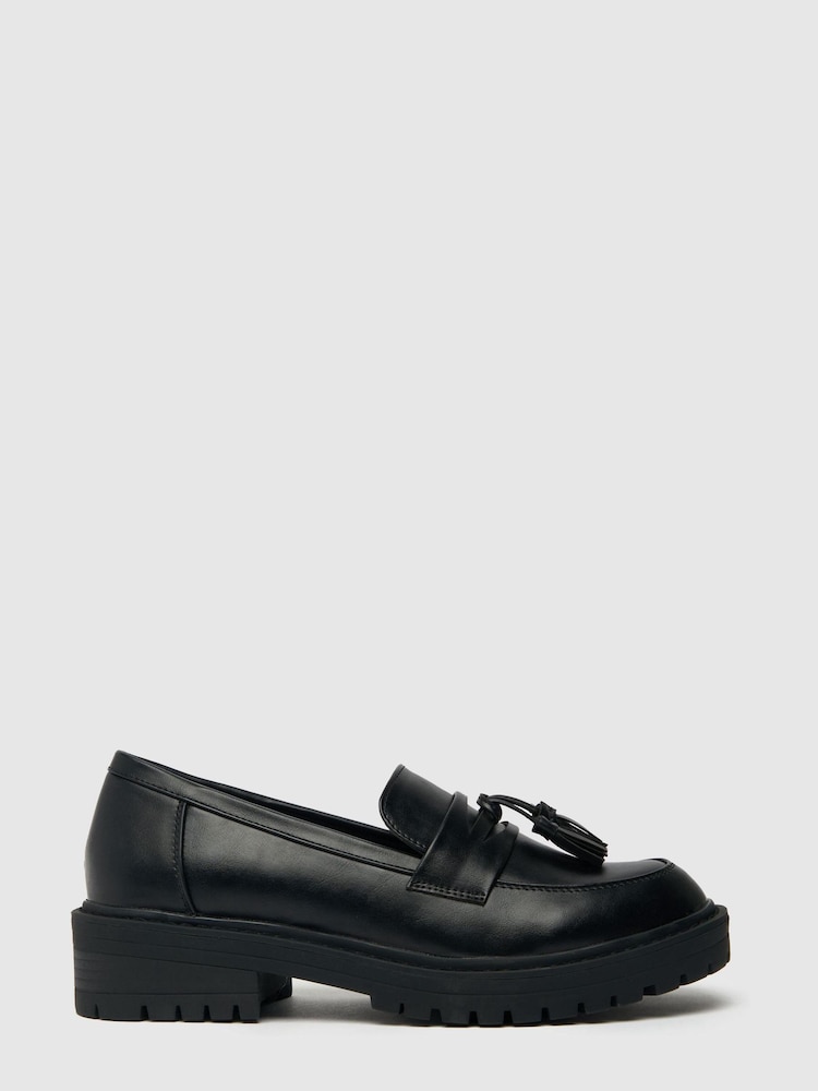 Schuh Lexi Chunky Tassel Black Loafers - Image 1 of 4