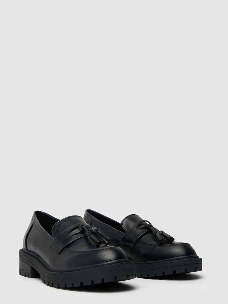 Schuh Lexi Chunky Tassel Black Loafers - Image 2 of 4