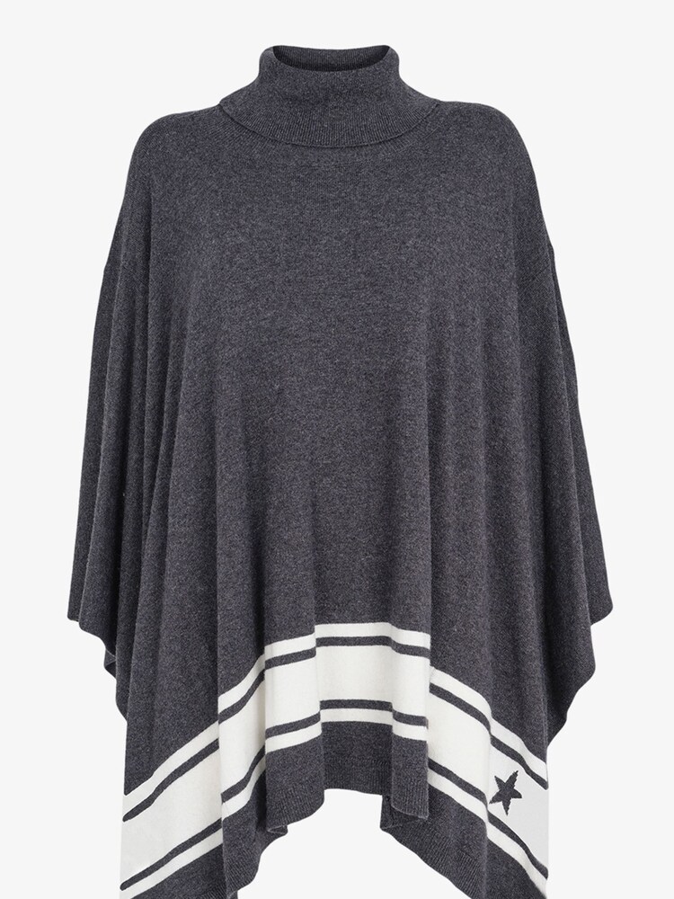 Mint Velvet Dark Grey Border Detail Poncho - Image 4 of 4