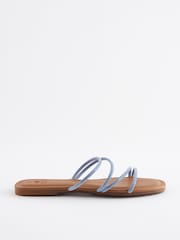 Blue Forever Comfort® Embellished Glittery Asymmetrical Strappy Mule Sandals - Image 3 of 5