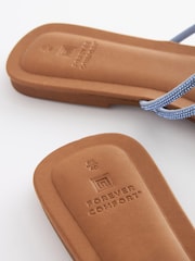 Blue Forever Comfort® Embellished Glittery Asymmetrical Strappy Mule Sandals - Image 4 of 5