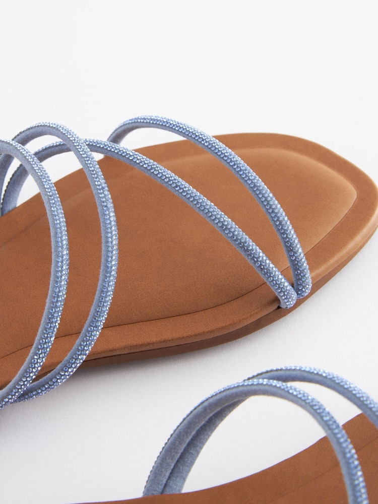 Blue Forever Comfort® Embellished Glittery Asymmetrical Strappy Mule Sandals - Image 5 of 5