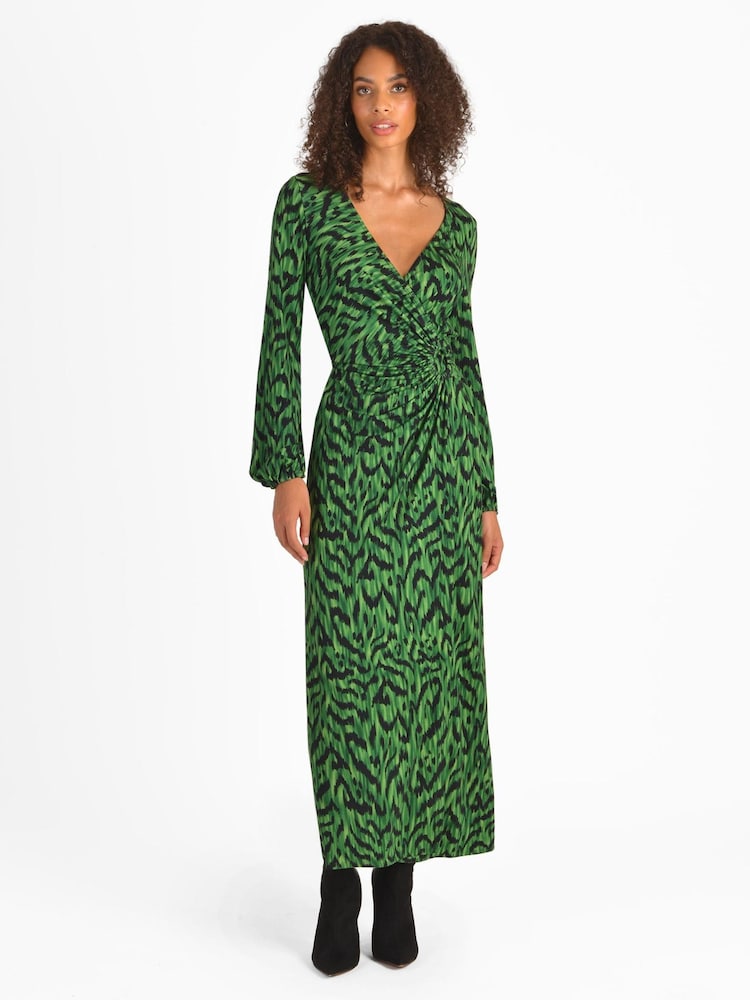 Ro&Zo Green Jersey Ring Detail Wrap Dress - Image 1 of 6