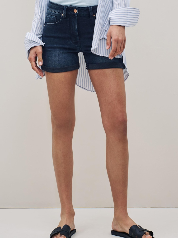 Blau - Lift Slim and Shape Shorts mit Aufschlag - Bild 1 von 6
