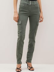 Khaki Green Lift Slim And Shape Skinny Combat Jeans - Image 1 of 4