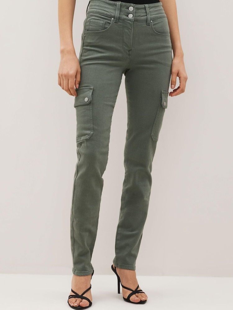 Khaki Green Lift Slim And Shape Skinny Combat Jeans - Image 1 of 4