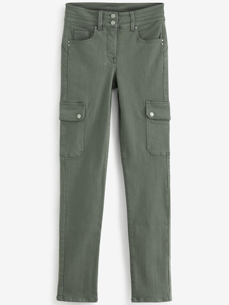 Khaki Green Lift Slim And Shape Skinny Combat Jeans - Image 4 of 4