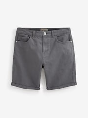 Charcoal Grey Straight Stretch Denim Shorts - Image 2 of 4