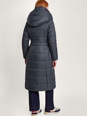 Monsoon Blue Sorena Belted Padded Midi Coat In Polyester - Image 2 of 5