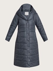 Monsoon Blue Sorena Belted Padded Midi Coat In Polyester - Image 5 of 5