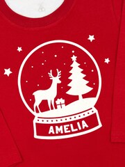 Babyblooms Red 100% Cotton Personalised Christmas Snowglobe Gift T-Shirt - Image 2 of 3