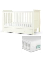 Mamas & Papas White Mia Cotbed Set with Mattress White - Image 1 of 1