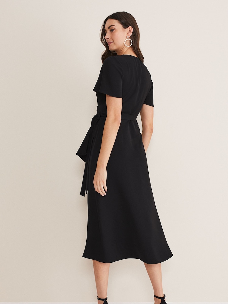 Phase Eight Black Frill Julissa Wrap Dress - Image 2 of 6