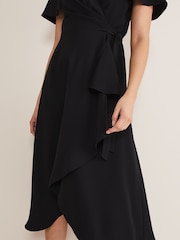 Phase Eight Black Frill Julissa Wrap Dress - Image 5 of 6