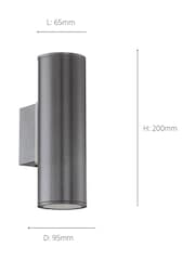 Eglo Grey Riga 2Light LED UpDown Exterior Outdoor Wall Light - Image 4 of 5