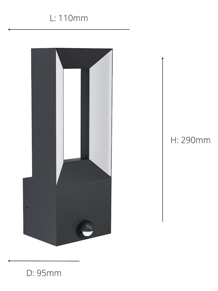 Eglo Grey Riforano Black Exterior Outdoor Wall Light with Sensor - Image 3 of 3