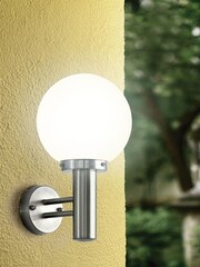 Eglo Silver Nisia Stainless Steel Sating Glass Exterior Wall Light - Image 1 of 3