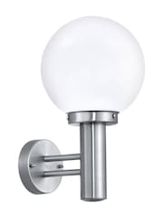 Eglo Silver Nisia Stainless Steel Sating Glass Exterior Wall Light - Image 2 of 3