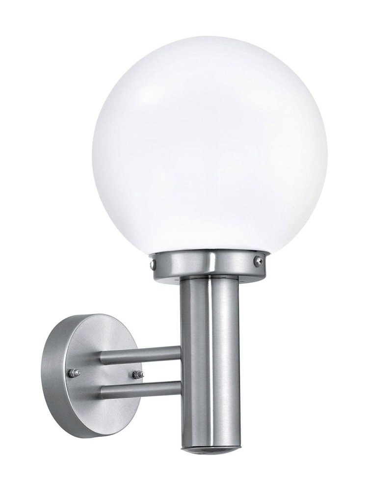 Eglo Silver Nisia Stainless Steel Sating Glass Exterior Wall Light - Image 2 of 3