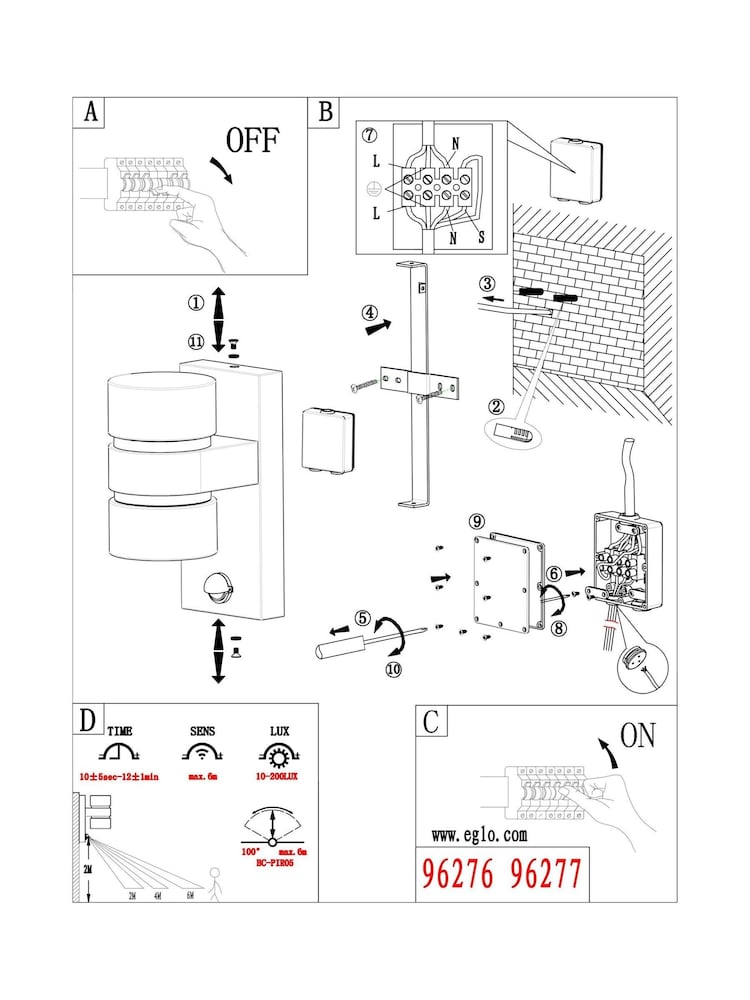 Eglo Silver Atollari LED 2Light Silver Exterior Outdoor Wall Light - Image 5 of 5