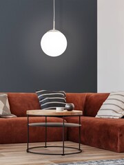 Eglo White Rondo 200 Opal & Nickel Matt Single Ceiling Light Pendant - Image 1 of 3