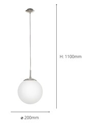 Eglo White Rondo 200 Opal & Nickel Matt Single Ceiling Light Pendant - Image 3 of 3