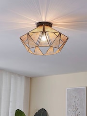 Eglo Black/Natural Adwickle Ceiling Light - Image 1 of 3