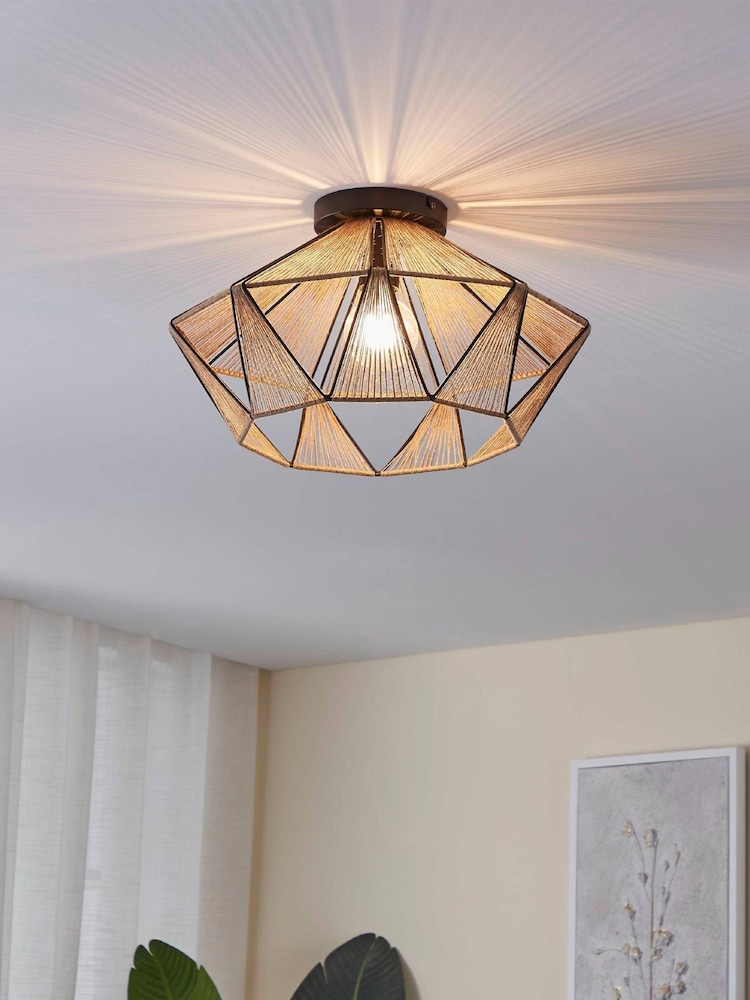 Eglo Black/Natural Adwickle Ceiling Light - Image 1 of 3