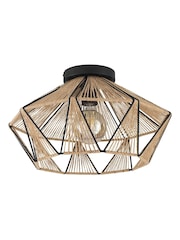 Eglo Black/Natural Adwickle Ceiling Light - Image 2 of 3